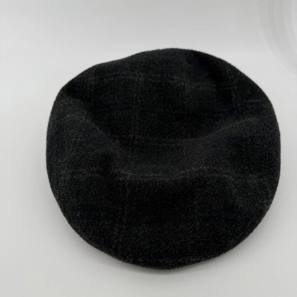 Country Gentleman Flat Cap Mens L Black Solid Wool Blend Made in Italy Ivy Hat
